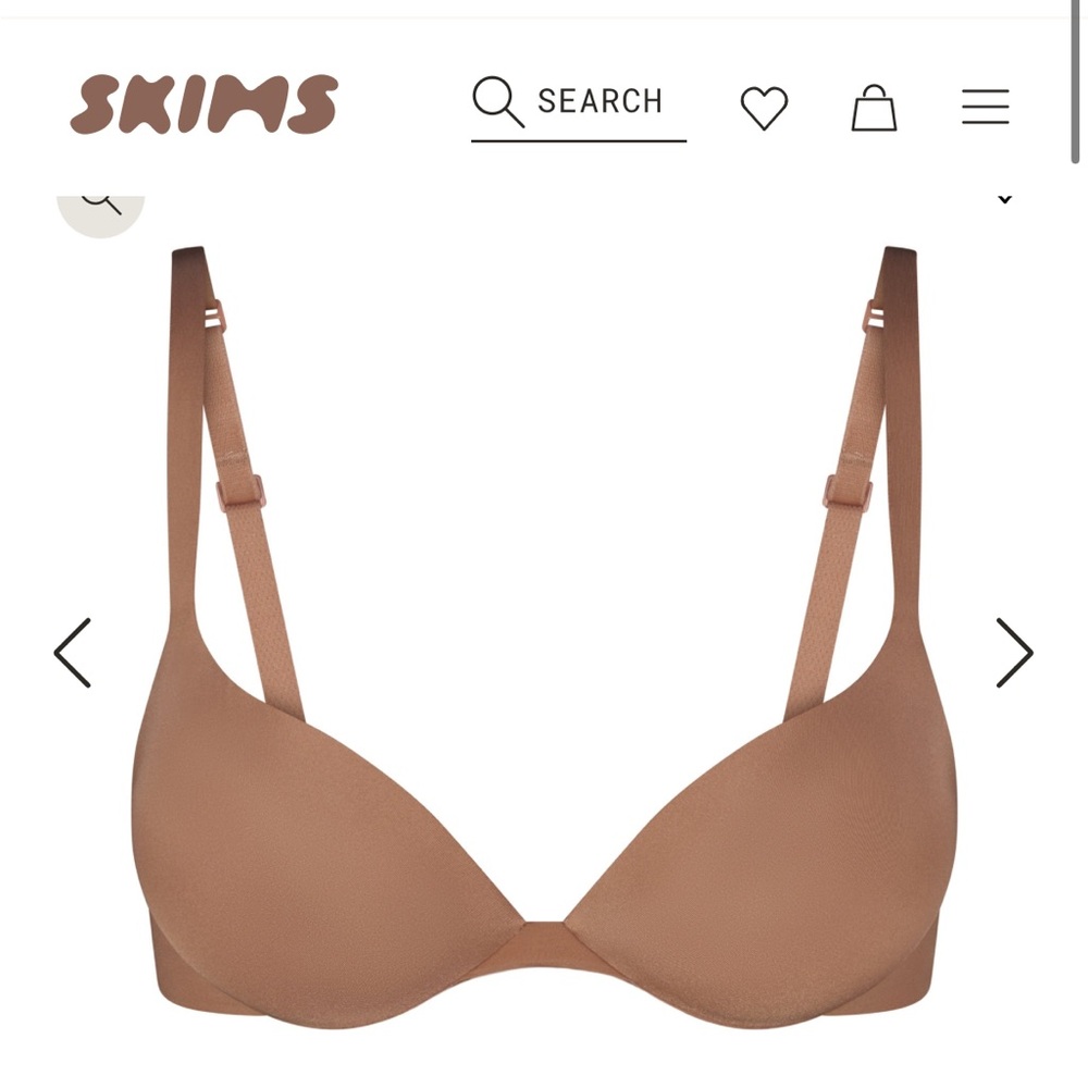 SKIMS Tear Drop Push Up Plunge Bra in Color Sienna, Size 32B